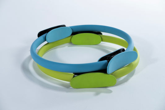 pilates rings in blue and green