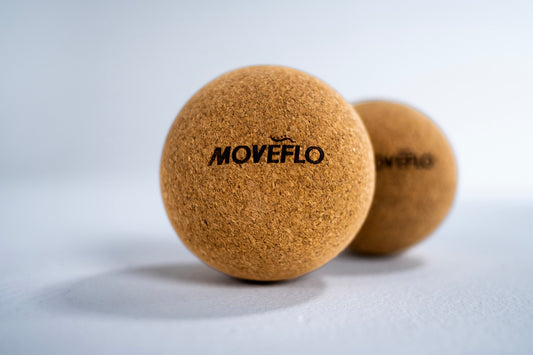 pilates cork ball with Moveflo branding